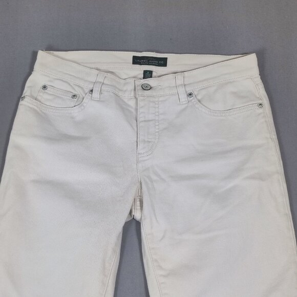 LRL Lauren Jeans by Ralph Lauren women's size 8 white ankle crop straight leg - Picture 2 of 12